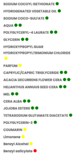 shampoo solido garnier tesori di miele INCI